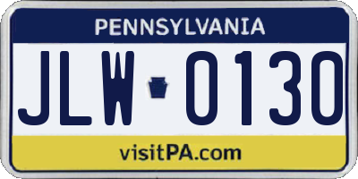 PA license plate JLW0130