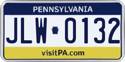 PA license plate JLW0132
