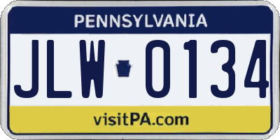 PA license plate JLW0134
