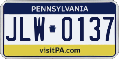 PA license plate JLW0137