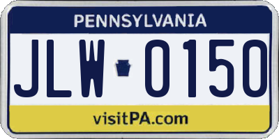 PA license plate JLW0150