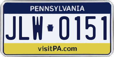 PA license plate JLW0151