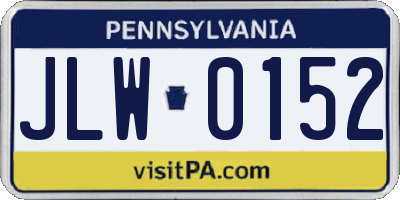 PA license plate JLW0152