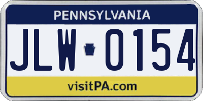 PA license plate JLW0154