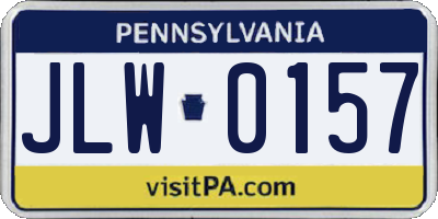 PA license plate JLW0157