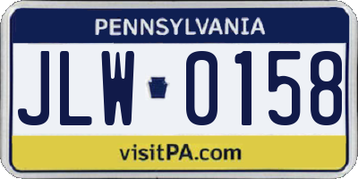 PA license plate JLW0158