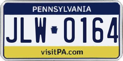 PA license plate JLW0164