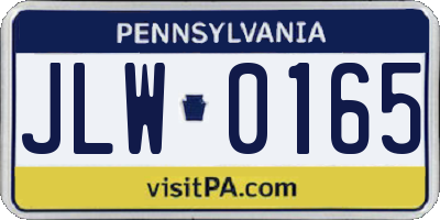 PA license plate JLW0165