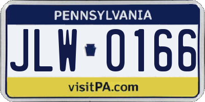 PA license plate JLW0166