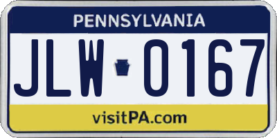 PA license plate JLW0167