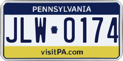 PA license plate JLW0174