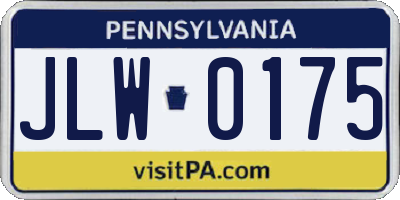 PA license plate JLW0175