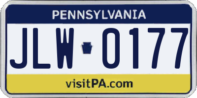 PA license plate JLW0177