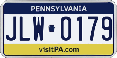 PA license plate JLW0179