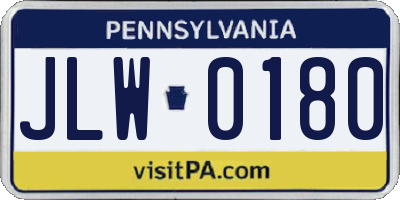 PA license plate JLW0180