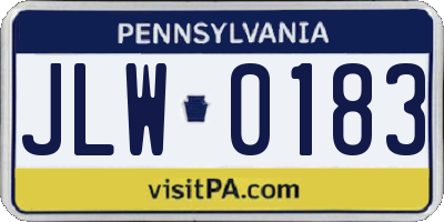 PA license plate JLW0183