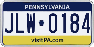 PA license plate JLW0184