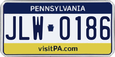 PA license plate JLW0186