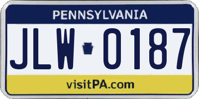 PA license plate JLW0187