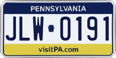 PA license plate JLW0191