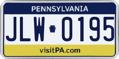 PA license plate JLW0195