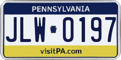 PA license plate JLW0197