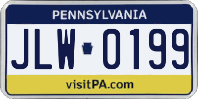 PA license plate JLW0199