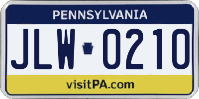 PA license plate JLW0210