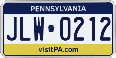 PA license plate JLW0212