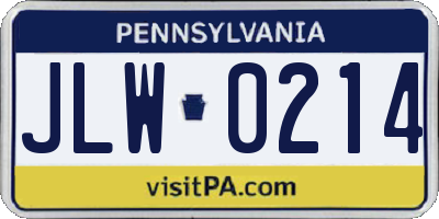PA license plate JLW0214