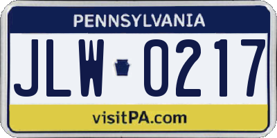 PA license plate JLW0217