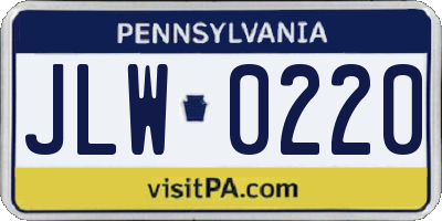 PA license plate JLW0220