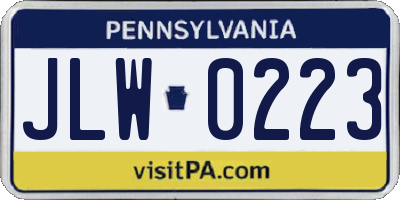 PA license plate JLW0223
