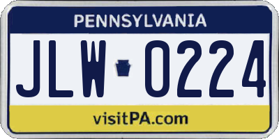 PA license plate JLW0224