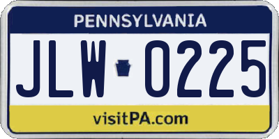 PA license plate JLW0225