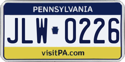 PA license plate JLW0226