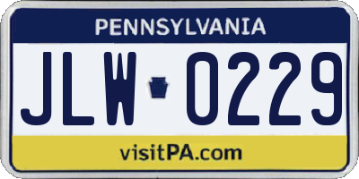 PA license plate JLW0229