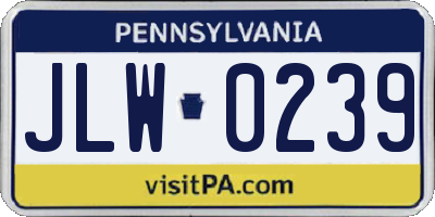 PA license plate JLW0239