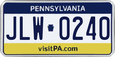 PA license plate JLW0240