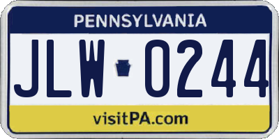 PA license plate JLW0244