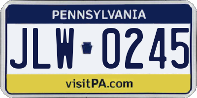 PA license plate JLW0245