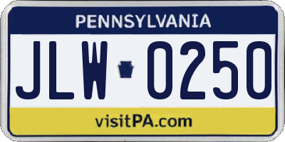 PA license plate JLW0250
