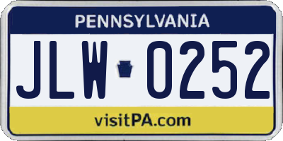 PA license plate JLW0252