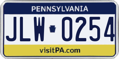 PA license plate JLW0254