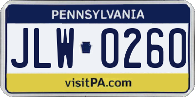 PA license plate JLW0260