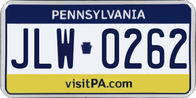 PA license plate JLW0262