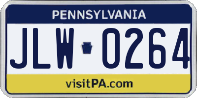 PA license plate JLW0264