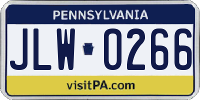 PA license plate JLW0266