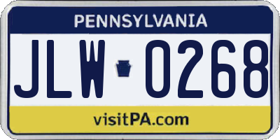 PA license plate JLW0268