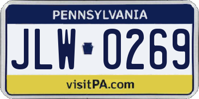 PA license plate JLW0269